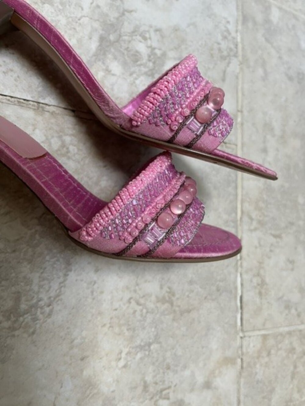 Enzo Angiolini Pink Beaded Sandal Size 7 - Picture 7 of 8